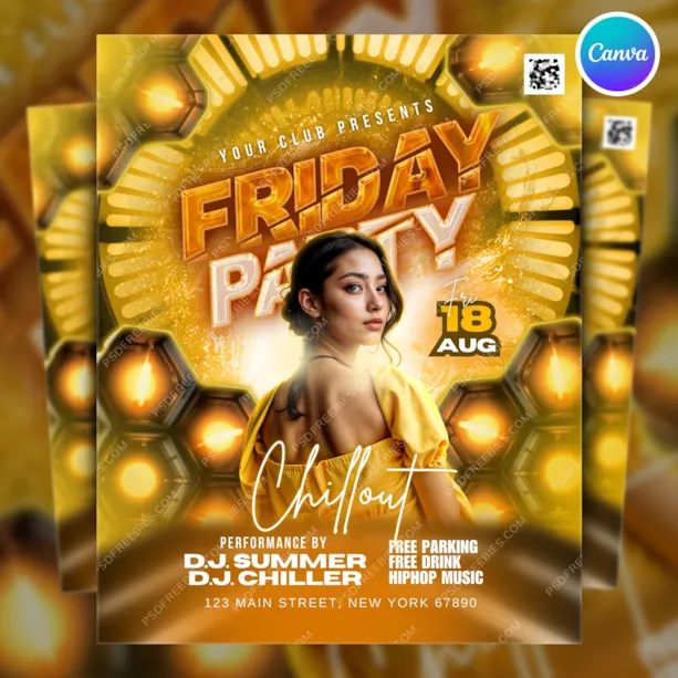 Editable Friday Night Club Music Party Flyer Canva
